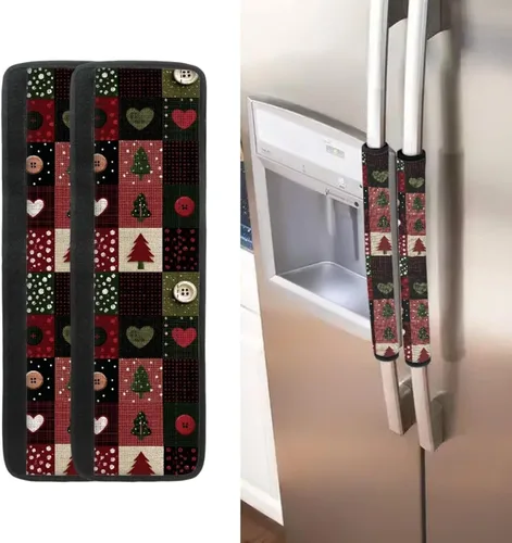 Vista 47 de Juego de 2 fundas para manija de puerta de refrigerador con estampado de copos de nieve de aguacate, protector de manija de puerta de cocina lavable