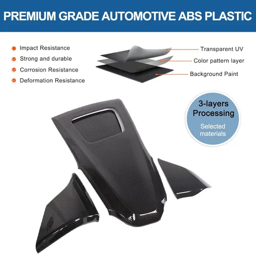 Vista 6 de Cubierta de panel de control compatible con Corvette C8 Stingray 2020-2024 ABS 4 piezas de cubierta de borde superior del salpicadero, accesorios