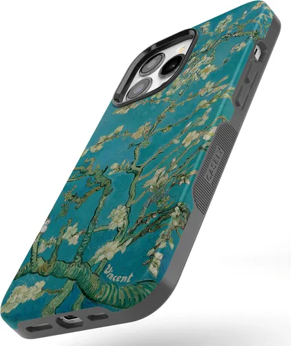 Vista 3 de Casely Funda para iPhone 14 Pro Despertar Azul Flor de Almendro de Van Gogh Compatible con MagSafe