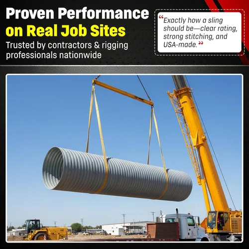 Vista 7 de DD Sling - Eslinga de elevación de nailon de 3 pulgadas x 30 pies – Fabricada en EE.UU., 8,900 lb vertical, 7,200 lb estrangulador, 17,800 lb