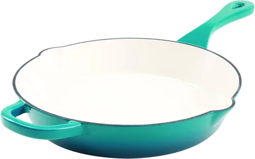 Vista 6 de Crock Pot Artisan - Sartén redonda de hierro fundido esmaltado, 8 pulgadas, color rojo escarlata