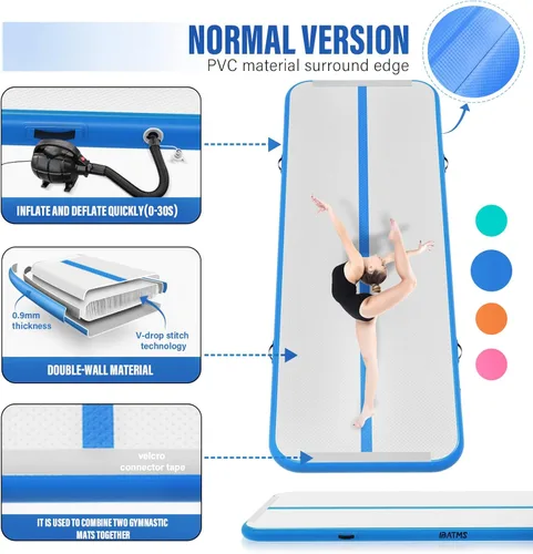 Vista 2 de IBATMS Colchoneta de Volteretas Aéreas Tumble Track, Colchoneta de Aire Inflable de Gimnasia de 4/8 pulgadas para Uso
