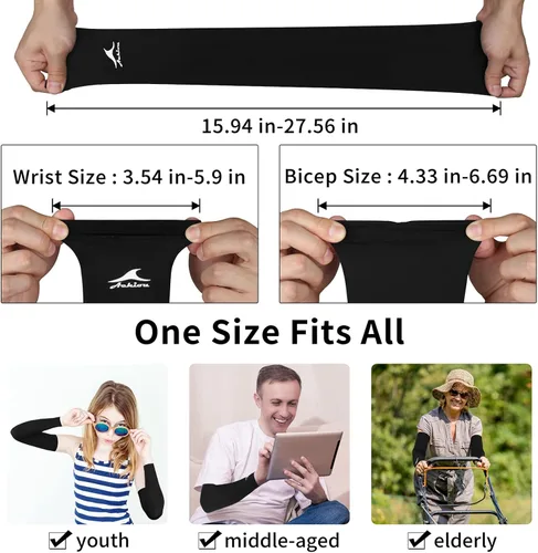 Vista 6 de Achiou Mangas de Brazo de Seda de Hielo Refrigerante, Mangas de Protección Solar UV de Verano, de Compresión UPF 50+ para Mujeres, Voleibol