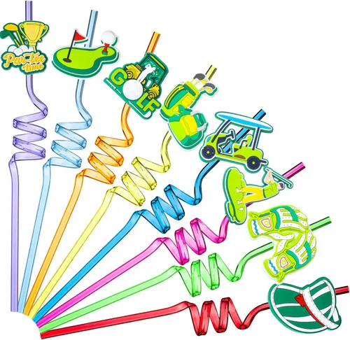 Eaasty 24 popotes de golf Twisty para fiestas de golf, de plástico, reutilizables, para cumpleaños, baby shower, jubilación, suministros de fiesta