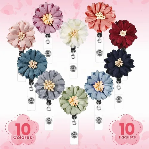 Vista 4 de Boao 10 piezas de soporte retráctil para carrete de insignia de flor