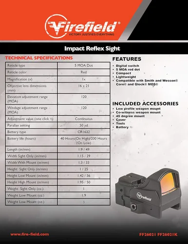 Vista 16 de Firefield Impact Mini Reflex Sight