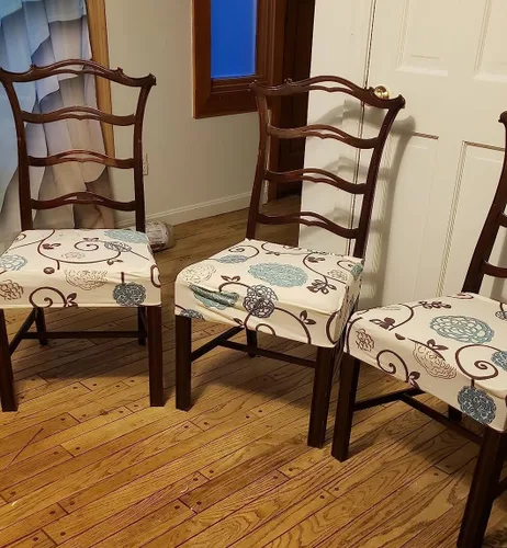 Vista 9 de SearchI Fundas de asiento para sillas de comedor elásticas, juego de 4, suaves, extraíbles, lavables, fundas protectoras de asiento para sillas