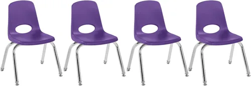 Vista 14 de FDP - Silla escolar apilable de 14 pulgadas, asiento apilable para estudiantes con patas de acero cromado y deslizadores giratorios de nailon