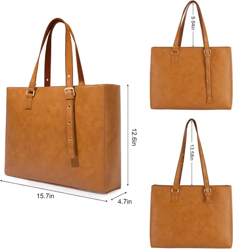 Vista 6 de CHIENTUNG Leather Laptop Tote Bag for Women Large Professional Briefcase Work Bag with 4 Compartments Up to 15.6 inch