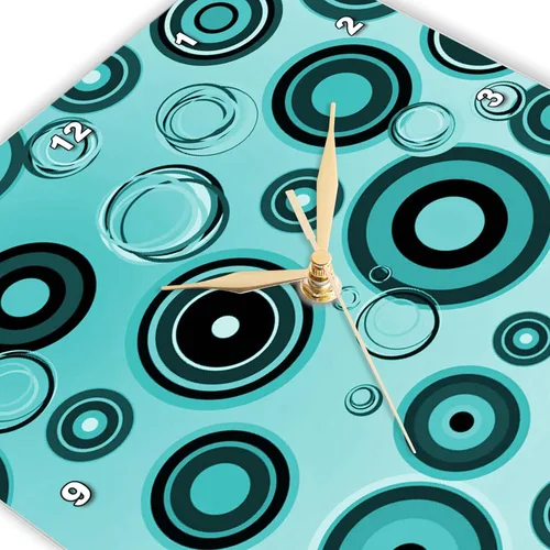Vista 3 de 3dRose Wall Clock Silent - 15 inch - Retro Turquoise Circles Pattern - Patterns