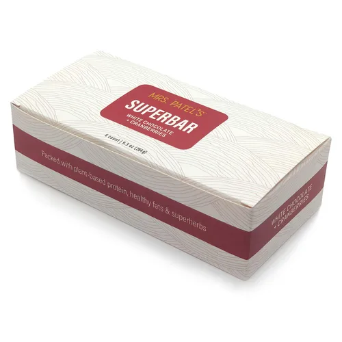 Vista 8 de Mrs. Patel's Super barras, chocolate blanco y arándanos, barras de lactancia y energía, con proteína de origen vegetal y grasas saludables