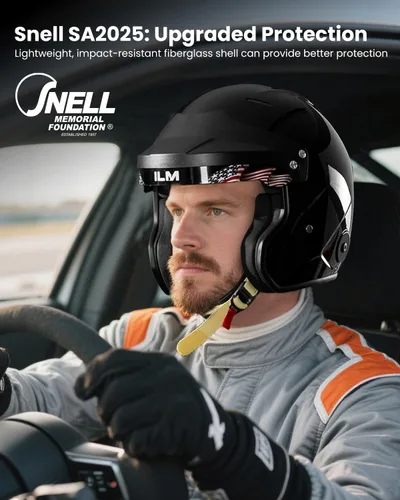 Vista 2 de ILM Snell SA2020 - Casco de carreras de auto de cara abierta para hombres y mujeres, modelo R85 (M, GlossBlack)