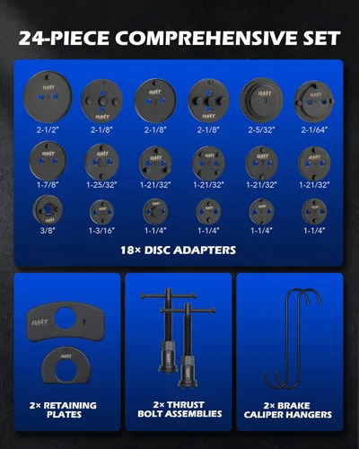 Vista 3 de Orion Motor Tech - Juego de herramientas de pinza de freno Wind Back, juego de herramientas de compresión de pinza de freno de 24 piezas con Negro