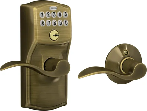 Vista 16 de Schlage FE575 CAM 716 ACC Camelot - Cerradura de teclado con palanca Accent, bloqueo automático, entrada electrónica sin llave, bronce envejecido