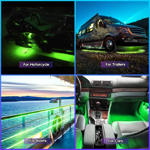 Vista 2 de 12 pulgadas, tira de luz LED para interior del automóvil, 12V blanco/rojo/azul/verde/amarillo/rosa/RGB conectable impermeable para automóviles