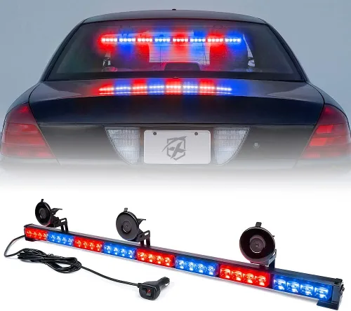 Vista 9 de Xprite Barra de luz de asesor de tráfico de 35.5 pulgadas, luces estroboscópicas LED de emergencia con 21 patrones de flash, montaje de succión