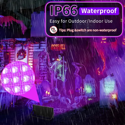 Vista 3 de 100W LED Black Lights with Switch+Plug, IP66 Waterproof, 1 Pack