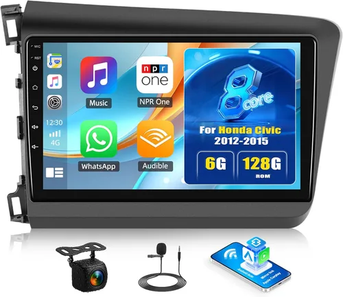 Vista 12 de [4+64GB] Android 15 Car Radio Stereo for Honda Civic 2012 2013 2014 2015 with Wireless CarPlay Android Auto,11.5" Touch Screen Car Radio with