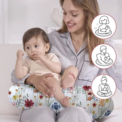 Vista 5 de Little Grape Land - Almohada de lactancia mejorada, lactancia materna y biberón durante 0 a 16 meses, funda suave lavable a máquina con relleno