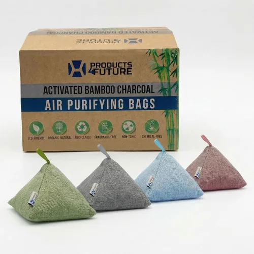 Vista 8 de Paquete de 4 bolsas purificadoras de aire de carbón de bambú activado naturalmente Bolsa desodorante natural para el hogar Bolsa de carbón
