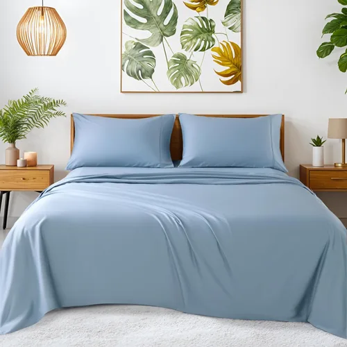 Vista 11 de SONORO KATE Sábanas 100% de algodón egipcio, 1200 hilos, juego de sábanas de algodón de hotel de lujo y enfriamiento de 4 piezas, tejido satinado