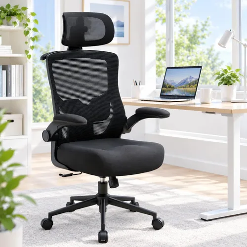 Silla de escritorio de oficina para largas horas y alivio del dolor de espalda, cojín de espuma moldeada de 4 pulgadas de grosor, soporte lumbar