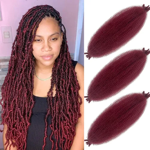 Vista 8 de Cabello Afro Twist Elástico de 16 pulgadas, cabello Cuban Twist 30# Marley Twist trenzado, Afro Twist suave, extensiones de cabello sintético rizado