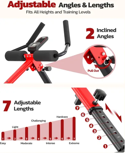 Vista 4 de Yoleo 2 in 1 Ab & Rowing Machines for Home, Foldable Ab Workout Equipment, Ab Trainer Machine for Stomach Workout, Ab Crunch Machine with Foam