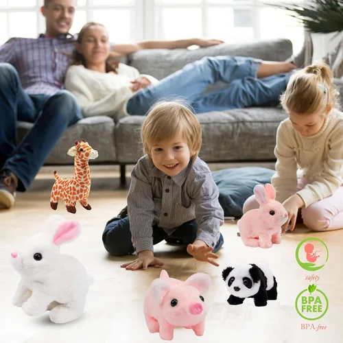 Vista 33 de Hopearl - Juguete de peluche electrónico interactivo de conejo con orejas LED, sonidos y movimientos; camina, se menea e ilumina las orejas, mueve