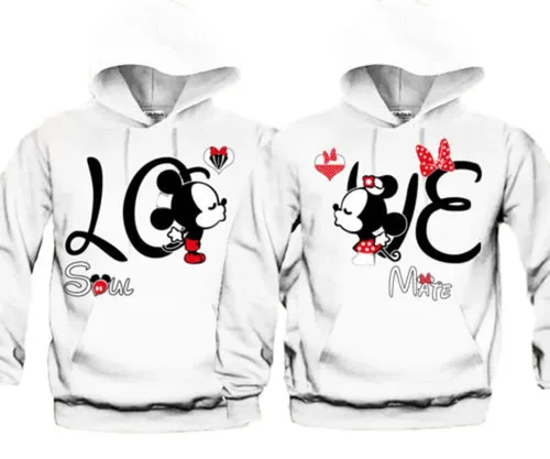 Vista 2 de Soul Mate Mouse Sweatshirt Hoodie- Pullover Couples Matching Valentine's Love Best Christmas Gift Hood wild trip for best memeories halloween
