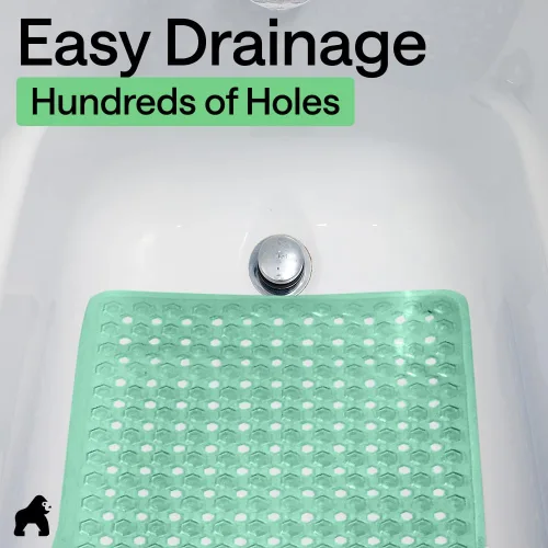 Vista 7 de GORILLA GRIP - Alfombrilla patentada para bañera y ducha, tapete lavable para el piso de la bañera, ventosas y orificios de drenaje para mantener