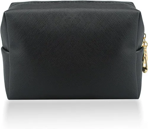 Vista 30 de Pequeña bolsa de maquillaje portátil para mujeres, bolsa de maquillaje impermeable para viajes (beige, normal)