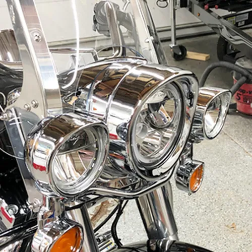 Vista 3 de HDBUBALUS Luz antiniebla para motocicleta de 4.5 pulgadas, anillo de ajuste estilo visera, luz auxiliar de 4 1/2", bisel de lámpara de paso