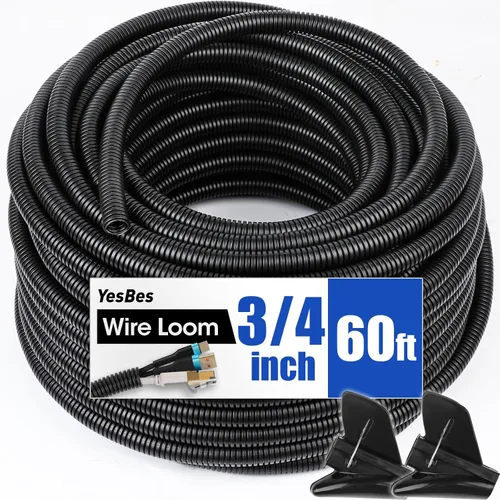 Vista 13 de Tubo Protector de Cables de 40 Pies de 1 Pulgada, Tubo Divisible para Organización de Cables, Conducto de Cables, Tubo Protector de Cables – Negro