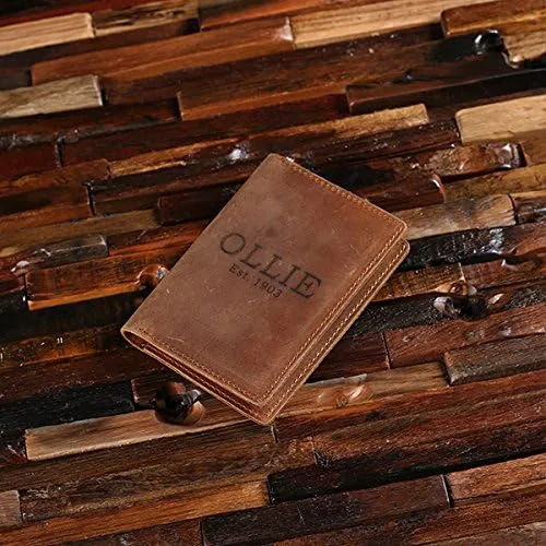 Vista 5 de Portapasaporte de cuero marrón, personalizado, billetera de viaje, portapasaporte, portadocumentos