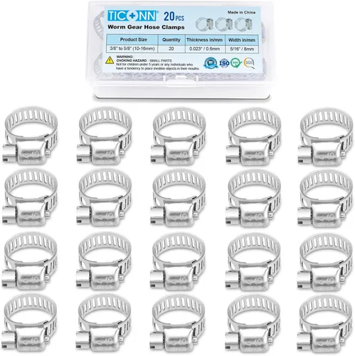 Vista 11 de TICONN - Juego de 12 abrazaderas de manguera, abrazaderas de manguera de tornillo sin fin de acero inoxidable 304 de 1 a 2 pulgadas para tubería