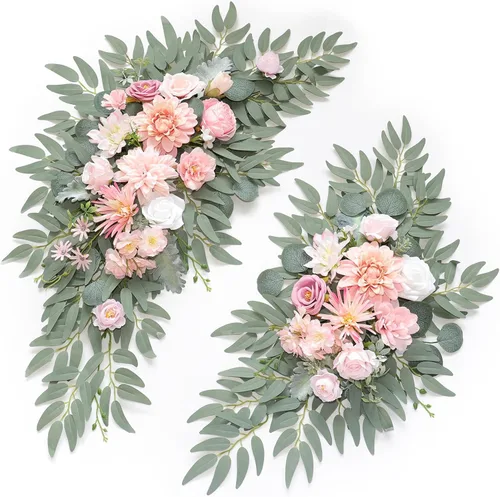 Vista 16 de Juego de flores artificiales para arco de boda (2 unidades) para arco de boda, despedida de soltera, decoración de telón de fondo para ceremonia