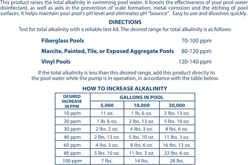 Vista 4 de Pool Mate 10 Libras Potenciador de Alcalinidad Premium para Albercas, 100% Bicarbonato de Sodio