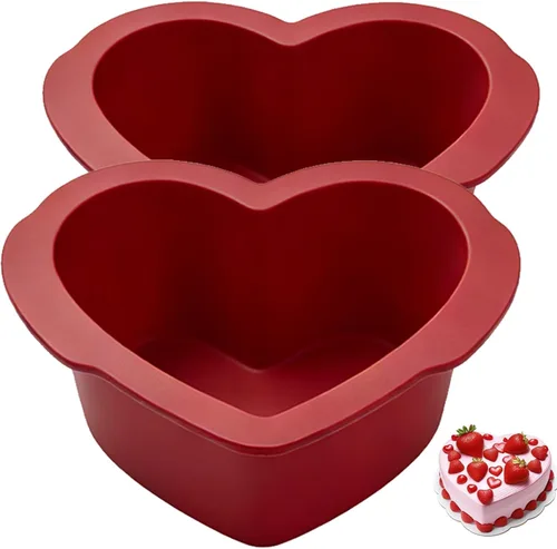 Vista 9 de Nalchios Juego de 4 moldes de silicona en forma de corazón, antiadherentes de fácil liberación para hornear pan, juego de moldes de brownies de 4 x