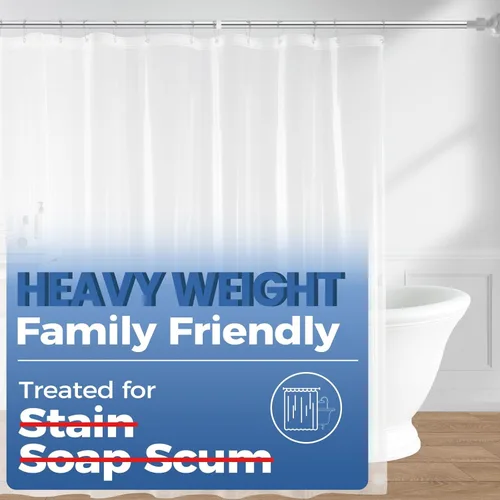 Vista 19 de downluxe Forro de cortina de ducha, forro de ducha de plástico PEVA con 3 imanes, 72 x 72 pulgadas, cortina de baño impermeable, gris, 1 paquete