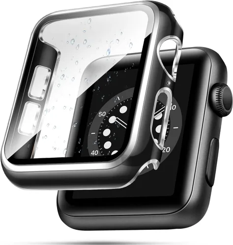 Vista 12 de top4cus Carcasa de 38mm compatible con Apple Watch, con protector de pantalla de vidrio templado incorporado, cubierta de PC para iWatch Series