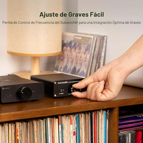 Vista 4 de Fosi Audio TP-02 Amplificador de Subwoofer Audio para el Hogar, Mini Amplificador de Graves Amplificador de Subwoofer Mono, con Chip TDA7498E