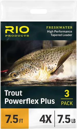 RIO PRODUCTS Trout Powerflex Plus Leader, Pre-Tied Loop for Easy Rigging, High Performance Tapered Leader Line