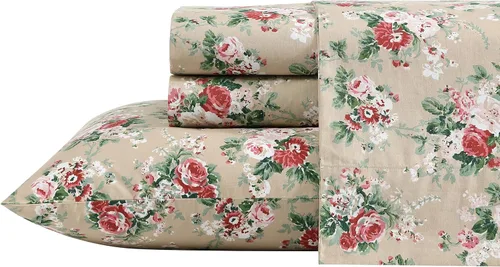 Vista 37 de Laura Ashley - Juego de sábanas individual, ropa de cama de percal de algodón fresca y suave con bolsillos profundos, ligera para comodidad durante