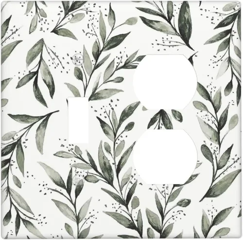 Vista 24 de Placa de Pared en Blanco de 1-Gang Sin Dispositivo Beige Lindo Vintage Boho de los 70s Hongo Fungus Planta Floral Botánica Libélula Interruptor