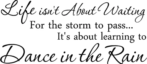 23x10 Life Isn't About Waiting for The Storm to Pass...It's Learning to Dance in The Rain - Arte inspirador de vinilo para pared