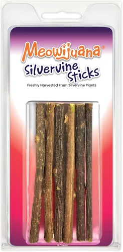 Vista 8 de Meowijuana Lollies - Palitos de vid plateada con hierba gatera comprimida Palitos masticables de 5.5 pulgadas para gatos Promueven hábitos