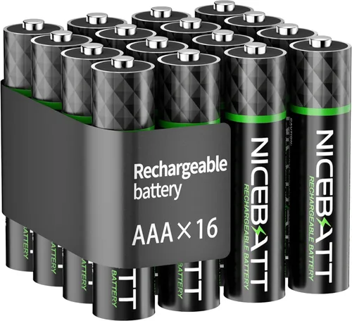 Vista 6 de NICEBATt Baterías recargables AAA 1100mAh, batería premium NiMH triple A de baja autodescarga - 12