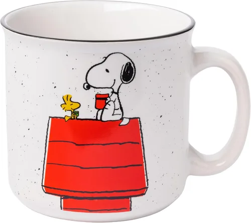 Vista 7 de Silver Buffalo Peanuts Snoopy - Tarro de cristal con tapa y pajita, 21 onzas