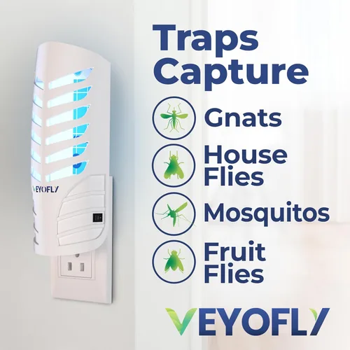 Vista 2 de VEYOFLY Trampas para Moscas de Frutas para Interiores, Trampa para Moscas Interior, (2 Dispositivos + 6 Recargas) Atrapamoscas Interior, Trampas